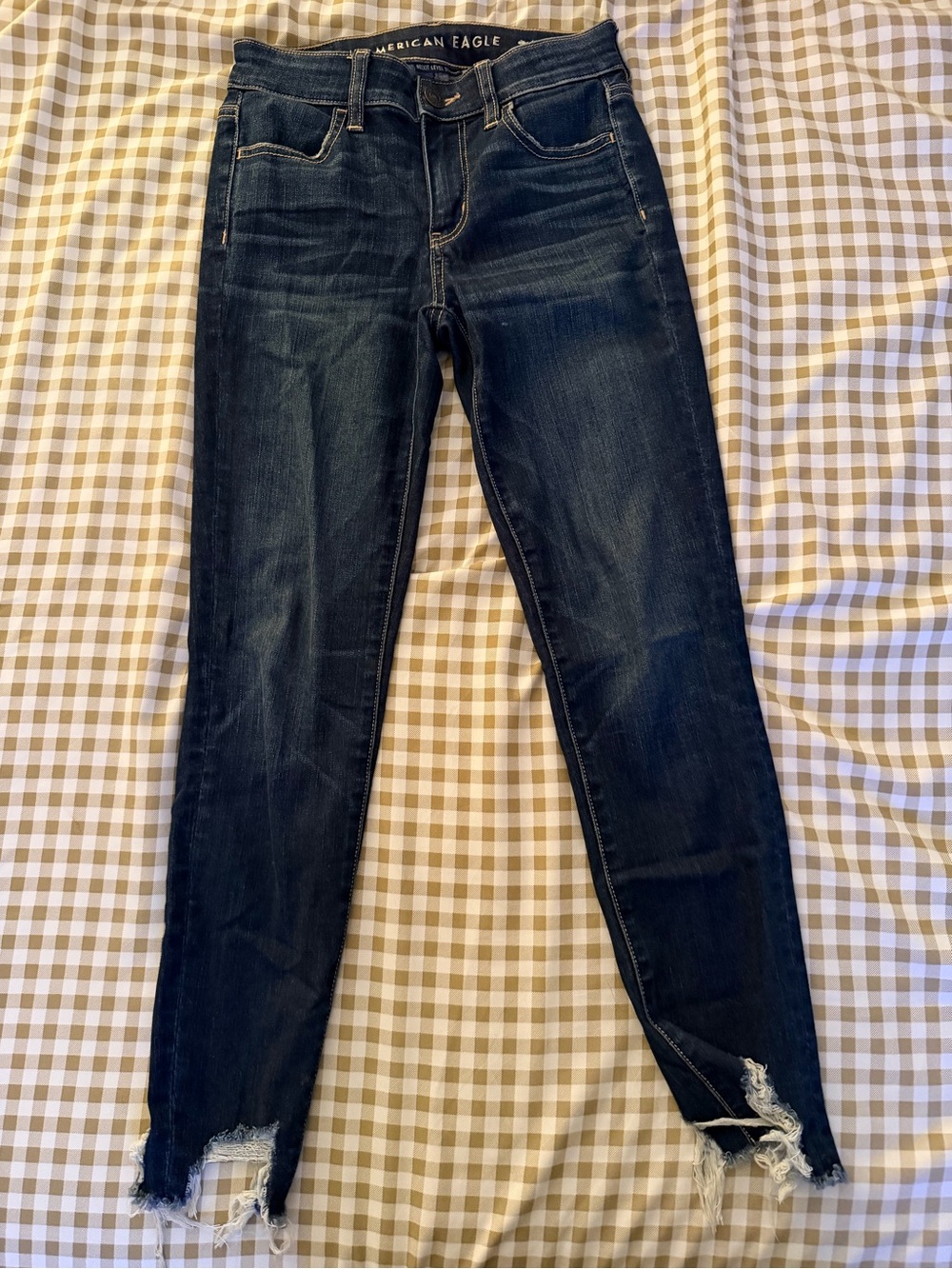 American Eagle Outfitters Women's Dark Indigo Ripped Skinny Jeans